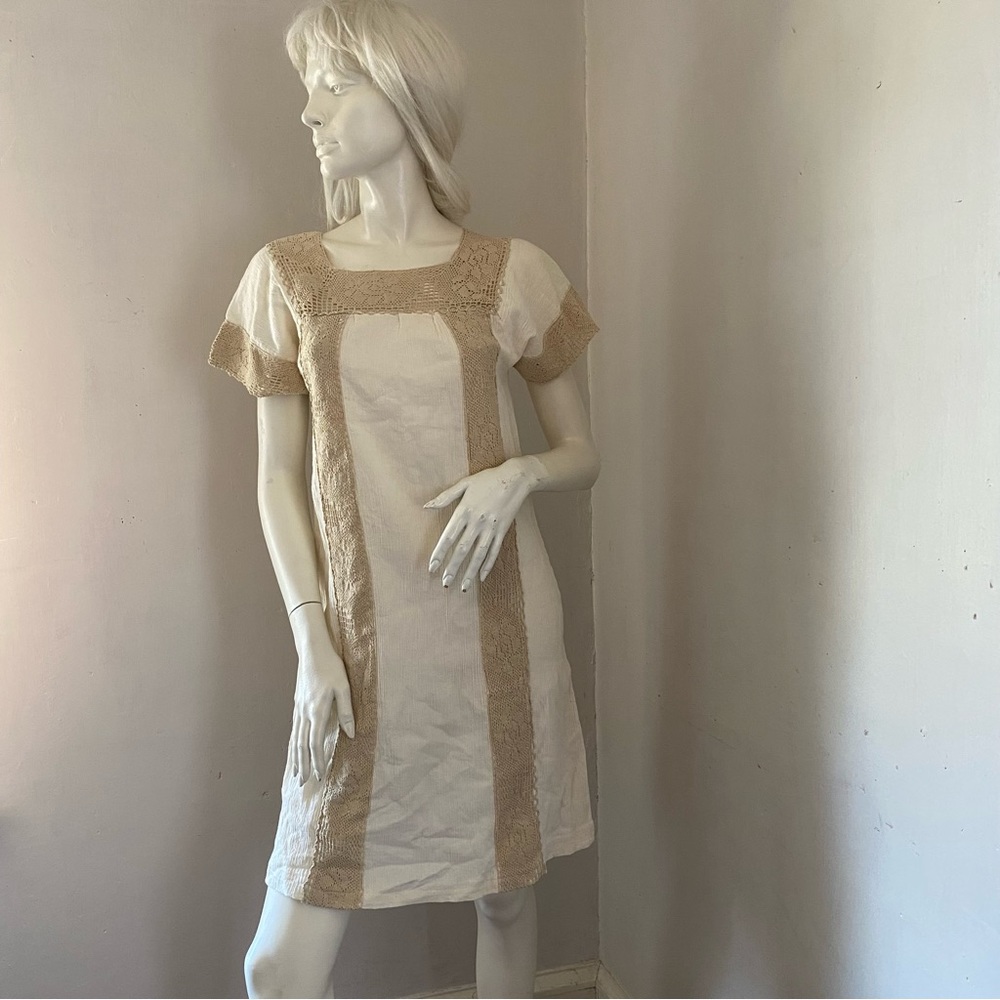 Vintage Crocheted Dress Wheat Natural Summer